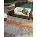 Unique Loom Crumpled Indoor/Outdoor Modern Rug Multi/Gold 7 11 Octagon Textured Abstract Contemporary Flatweave Perfect For Patio Deck Garage Entryway