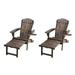 W Home 70 in. Oceanic Collection Adirondack Chaise Lounge Chair Foldable Cup & Glass Holder Dark Brown - Set of 2