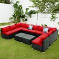 Ainfox 11 Pcs Outdoor Patio Furniture Sofa Set on Sale Red