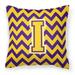 Carolines Treasures CJ1041-IPW1414 Letter I Chevron Purple & Gold Fabric Decorative Pillow 14 x 3 x 14 in.