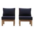 Modern Contemporary Urban Design Outdoor Patio Balcony Garden Furniture Lounge Chair Set Wood Navy Blue Natural