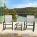 3 Piece Patio Rocking Chair Bistro Set Outdoor Furniture with 2 Rocking Chairs and Glass Side Table Outdoor Rocking Chair Sets for Yard Garden Patio Lounge Chair