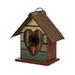 Glitzhome 8.66 H Rustic Heart Design Solid Wood Birdhouse for Bluebird Green