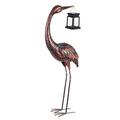 Evergreen 33.5 H Decorative Metal Crane with Solar Lantern Garden Statuary 33.5 x 3.4 x 3.4 inches