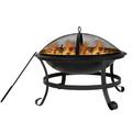 Karmas Product 22â€� Fire Pit Portable Folding Steel Fire Bowl Wood Burning BBQ Grill w/Mesh Spark Screen Cover Log Grate and Poker for Backyard Camping Picnic Garden