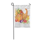 LADDKE Apple Cornucopia Autumn Vegetables Watercolor Thanksgiving Leaf Basket Celebration Garden Flag Decorative Flag House Banner 28x40 inch