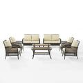 Crosley Tribeca 8 Piece Wicker Patio Sofa Set in Sand and Brown