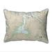 Betsy Drake Portsmouth to Dover & Exeter - Great Bay - NH Nautical Map Large Corded Indoor & Outdoor Pillow