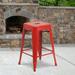 BizChair 4 Pack Commercial Grade 24 High Backless Red Metal Indoor-Outdoor Counter Height Stool with Square Seat