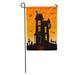 KDAGR Orange Halloween Haunted Mansion Spooky House Blue Bats Cat Night Garden Flag Decorative Flag House Banner 12x18 inch