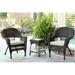 Jeco 3 Piece Wicker Conversation Set in Espresso with Tan Cushions