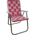 Lawn Chair USA American Made Folding Aluminum Webbing Chair for Adult and Children | Pink / White