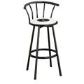 The Furniture King Bar Stool Black Metal with an Outdoor Adventure Themed Decal (Fishing Black - White)