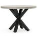 Noble House Teague MGO & Iron Circular Dining Table w/ Cross Base in White/Black