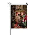 ABPHQTO Elegant Christmas Tree Fireplace Blanket Couch Home Outdoor Garden Flag House Banner Size 12x18 Inch