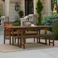 Walker Edison Transitional Boho 4 Piece Patio Outdoor Dining Set Dark Brown