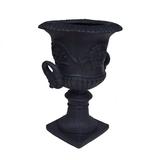 GDF Studio Tunlaw Outdoor Traditional Roman Chalice Stone Garden Urn Planter Black