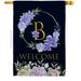 Breeze Decor H130236-BO 28 x 40 in. Welcome B Initial House Flag with Spring Floral Double-Sided Decorative Vertical Flags Decoration Banner Garden Yard Gift