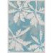 Couristan 2 x 3.5 Ivory and Turquoise Blue Contemporary Rectangular Outdoor Area Throw Rug