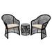 3 Piece Wicker Conversation Set -Black