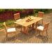 Teak Dining Set: 4 Seater 5 Pc: 69 Warwick Console Folding Dining Rectangle Table And 4 Arbor Armless Chairs Outdoor Patio Grade-A Teak Wood WholesaleTeak #WMDSAB35