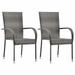 Carevas Stackable Patio Chairs 2 pcs Gray Poly Rattan