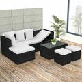 4 Piece Garden Set with Cushions Poly Rattan Black