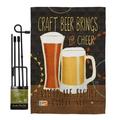 Breeze Decor BD-BV-GS-117052-IP-BO-D-US18-WA 13 x 18.5 in. Craft Beer Brings Cheer Happy Hour & Drinks Beverages Impressions Decorative Vertical Double Sided Garden Flag Set with Banner Pole