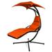 Topbuy Patio Hammock Chair Floating Hanging Chaise Lounge Chair with Canopy Orange