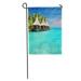 KDAGR Blue Beach Over Water Bungalows Steps Into Amazing Green Lagoon Garden Flag Decorative Flag House Banner 12x18 inch