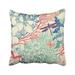 WOPOP Red Flower Floral With Plants And Insects Garden Retro Herbal Doodle Dragonfly Drawn Pillowcase Throw Pillow Cover 18x18 inches