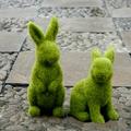Multitrust Imitation Moss Rabbit Resin Sculpture Garden Ornament (Green)