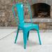 BizChair Commercial Grade 4 Pack Crystal Teal-Blue Metal Indoor-Outdoor Stackable Chair