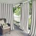 Elrene Home Fashions Highland Cabana Stripe Indoor/Outdoor Adhesive Loop Fastener Tab Top Window Curtain Panel for Patio Pergola Porch Deck and Lanai 50 x95 Gray (026865954234)