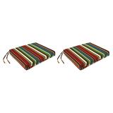 Jordan Manufacturing 17 x 19 Covert Sonoma Multicolor Stripe Rectangular Outdoor Seat Cushions with Ties (2 Pack)