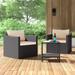 Barton 3pcs Outdoor Patio Set Seating Group Cushion Wicker/Rattan with Table Set Black/Beige