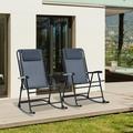Outsunny Folding Rocking Chairs Outdoor Camping Chairs w/ Headrests Gray