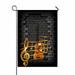 PKQWTM Gold Musical Notes Volume Treble Clef Staff Guitar Old Brick Wall Yard Decor Home Garden Flag Size 12x18 Inches