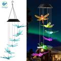 Deago 29 Solar Powered Changing Color Wind Chime Dragonfly LED Lights Chimes windchime Light for Home Garden Window Yard Decoration