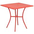 Flash Furniture Oia Commercial Grade 28 Square Coral Indoor-Outdoor Steel Patio Table