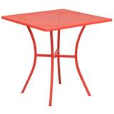 Flash Furniture Oia Commercial Grade 28 Square Coral Indoor-Outdoor Steel Patio Table