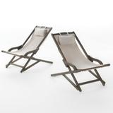 Northland Outdoor Wood and Canvas Sling Chair Set of 2 Beige