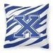 Carolines Treasures CJ1034-XPW1414 Letter X Initial Tiger Stripe Blue and White Fabric Decorative Pillow 14Hx14W