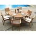 Teak Dining Set:4 Seater 5 Pc - 60 Round Table And 4 Stacking Arbor Arm Chairs Outdoor Patio Grade-A Teak Wood WholesaleTeak #WMDSAB6