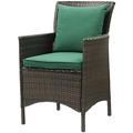 Modern Contemporary Urban Design Outdoor Patio Balcony Garden Furniture Side Dining Chair Armchair Rattan Wicker Green Brown