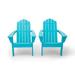 LuXeo Marina Weather Resistant HDPE Adirondack Chair-Aruba Blue (Set of 2)