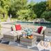 Lacoo 5 Pieces Patio Sectional Sofa Sets All-Weather PE Rattan Conversation Sets With Glass Table Gray 4