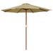 9ft Wooden Outdoor Patio Table Umbrella W/ Pulley Market Garden Yard Beach Deck Cafe Decor Sunshade