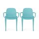 GDF Studio Cecelia Outdoor Modern Stacking Dining Chairs Set of 2 Teal