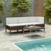 3 Piece Patio Set with Cushions Poly Rattan Brown